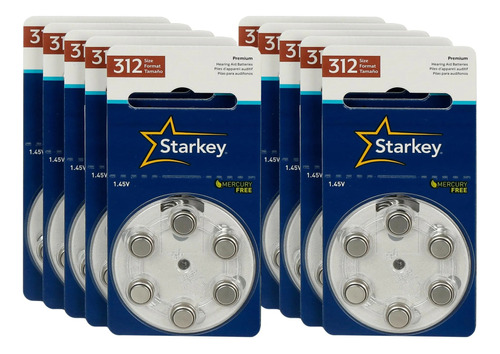 60 Baterias Pilhas Aparelho Auditivo 312 / Pr41 - Starkey