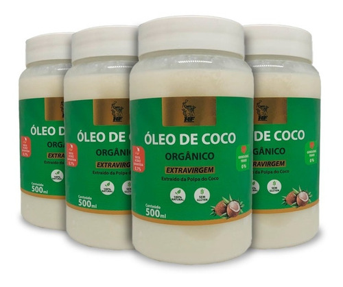 Oleo De Coco 4x500ml Extravirgem Organico Macrophytus Vegano