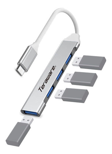 Hub Teraware Usb Tipo-c 4 Puertos, 3 X Usb 2.0, 1 X Udb 3.0