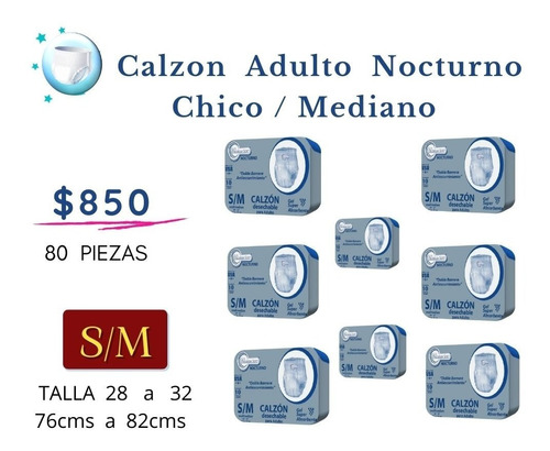 Calzon/pants Desechable Adulto Chico/mediano Premium Soft 