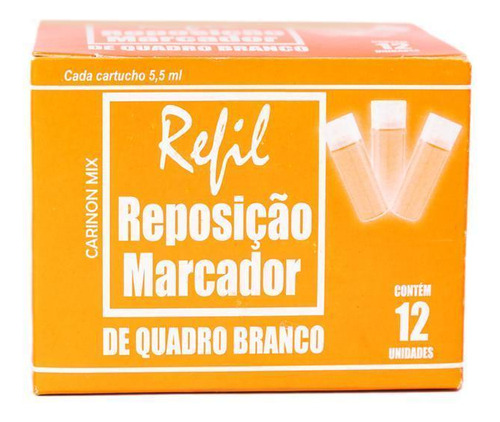 Refil Pincel Marcador Quadro Branco Vboard Master 12un Laran