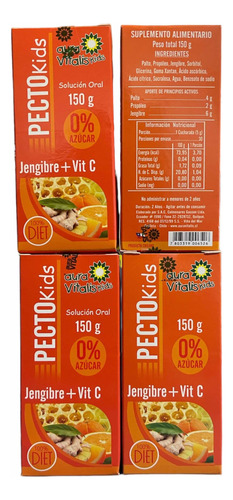 Pectokids Jengibre+ Vit C 0%azucar Pack 4 Jarabes