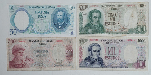 4 Billetes Chilenos 