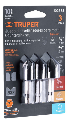 Juego De 3 Avellanadores Para Metal Truper 102383