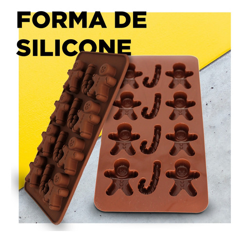Imagem 6 de 7 de Forma De Silicones Boneco Neve Natal Bombom Chocolate 12 Cav