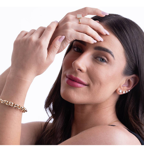 Anel PavĂȘ Quadrado Em Ouro 18k Com 40,5 Pontos De Diamante A