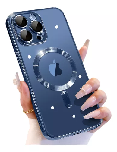  Waldeng Funda para iPhone 15 Pro Max con protección integrada  de lente de cámara, [trabajo sin costuras con Magsafe] [Parachoques suave y  brillante metálico], funda elegante transparente de diamante : Celulares