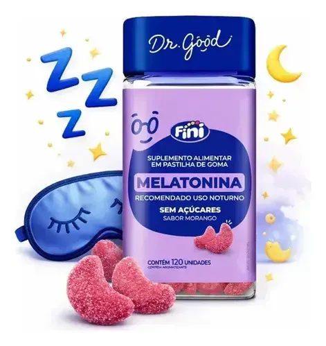 Melatonina ​Fini: Gomas Para Com Sabor Morango, Veganas E Sem Glúten - 120 Unidades