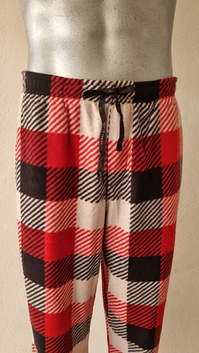 Pantalon Pijama A Cuadros Textura Polar Fleece Calido Hombre