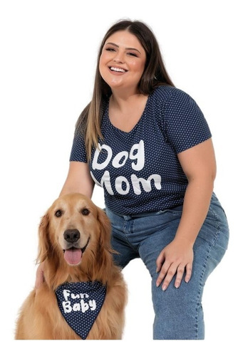 Blusa Poá Feminina Plus Size + Bandana Pet 