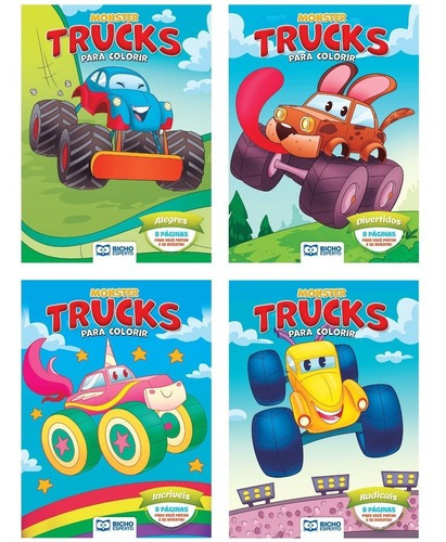 Coleção Monster Trucks Para Colorir, De Leonel Luiz Santos. Editora Rideel, Capa Mole Em Português