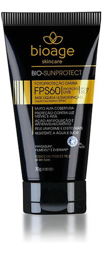 Base Líquida Ud Alta Cobertura Bio-sunprotect Bege Claro Fps60 - Bioage 30g