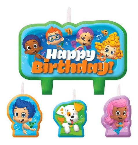 Bubble Guppies - Juego De Velas De Cumpleaños De 2 2/5 X 3