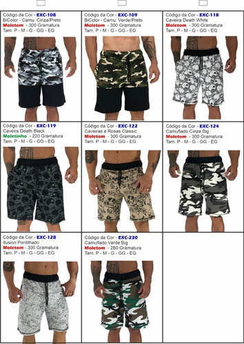 Imagem 7 de 10 de Kit 3 Bermudas Masculinas Moleton Camuflada Floral Treino