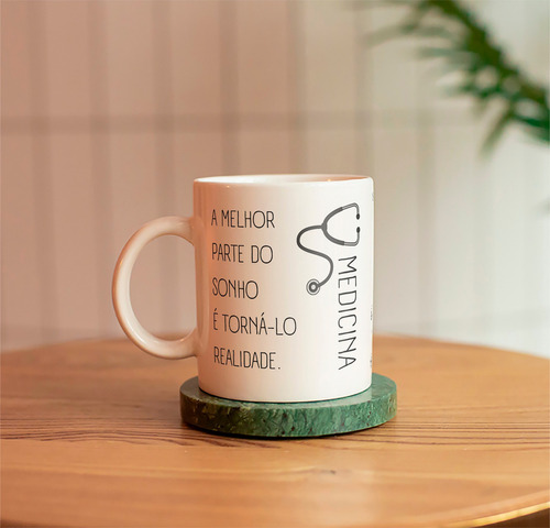 Caneca Sonho Tornar Realidade Medicina Presente Aluno Medico Cor Branco