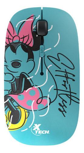 Mouse Inalambrico Xtech Wireless Disney Minnie Mouse Color Azul
