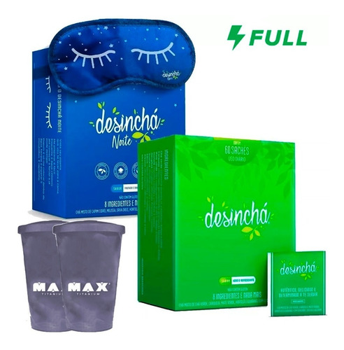 Desinchá 60 Sachês + Desinchá Noite 60 Sachês + 2 Copos