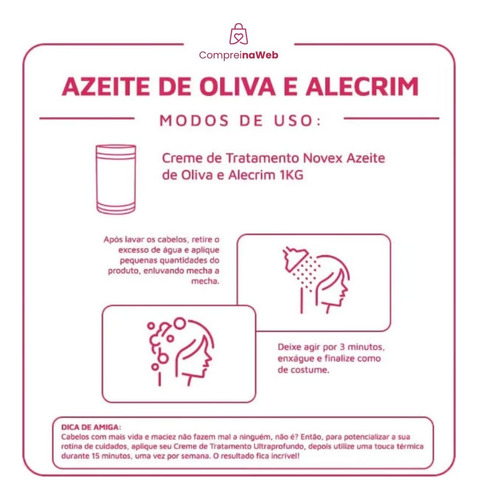 Creme Tratamento Capilar Novex Com Azeite Oliva E Alecrim1kg