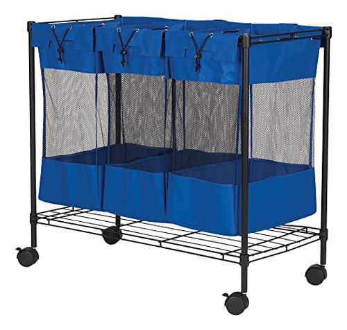 Laundry Sorter With Wheels, Triple Removable Mesh Bags,...