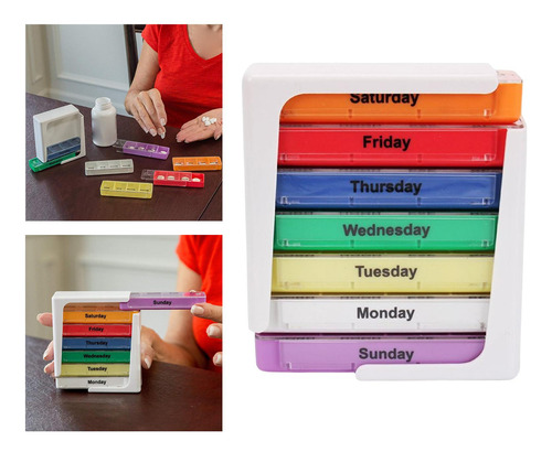 4 Contenedor De Pastillas Organizador Semanal De 7 Pastillas