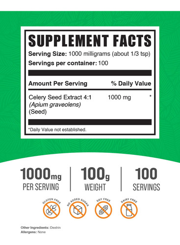 Suplemento Bulksupplements.com Extracto De Semilla De Apio 1