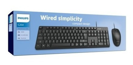 Imagen 2 de 6 de Kit Teclado Español + Mouse Philips C254 Negro Spt6254