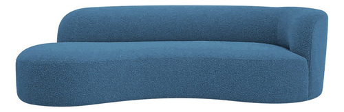 Divã Recamier Orgânico Tokyo 200cm Lado Esquerdo Linho Cor Azul royal