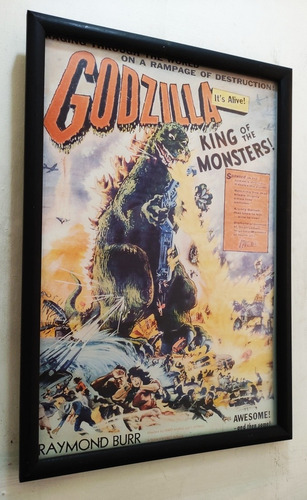 Godzilla Retro Poster Enmarcado 50 X 35 Cms