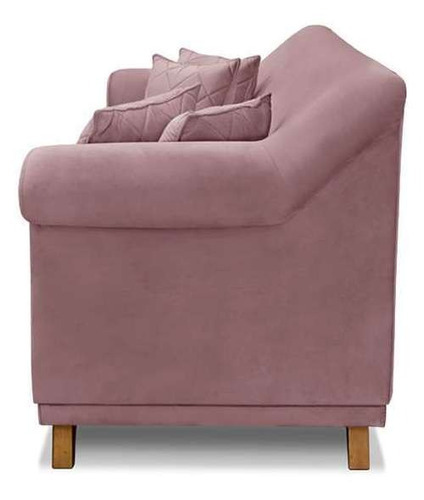 Sofá 3 Lugares Abruzzo Veludo Lilás 180 Cm