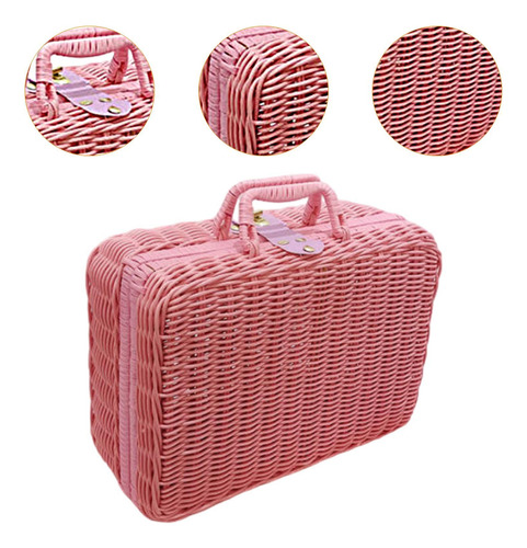 Mala De Viagem Trançada À Mão, Cesta De Rosa Xl