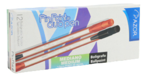 Boligrafo Azor Pinpoint Duo Punto Fino Caja Con 12 Pza Color De La Tinta Negro-azul Color Del Exterior Negro/rojo