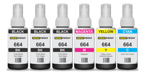 Kit 6 Tinta Compatível Epson Impressora Ecotank L495 L396