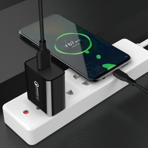 Imagen 3 de 3 de Cargador Qc3.0 De Carga Rapida Eseekgo Ligthning Color Negro