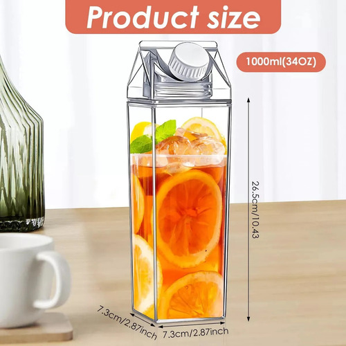 2 Botellas De Agua De Cartón De Leche, Reutilizables,