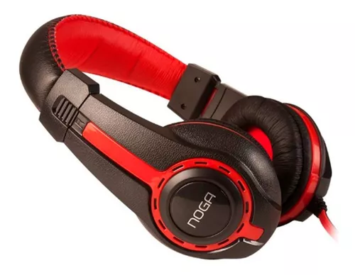 Auricular Gamer Con Microfono Pc Noga Stormer St-819 Headset Color Negro  con rojo