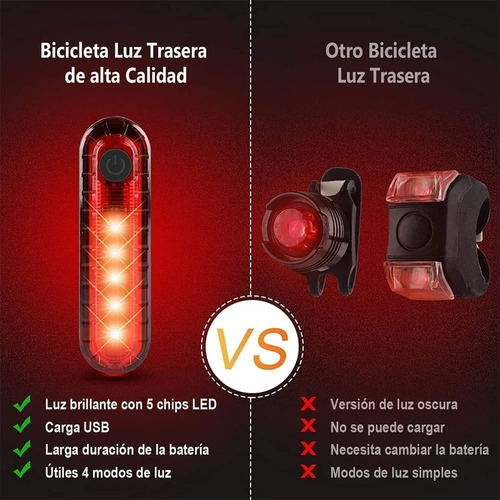 Imagen 4 de 7 de Luces Delanteras Y Traseras A Prueba De Lluvia P/bicicleta