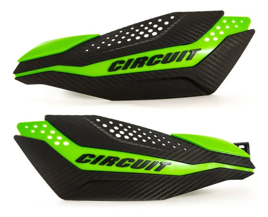 Protetor De Mão Circuit Dakar Motocross Cores Universal Par Cor Carbon/verde