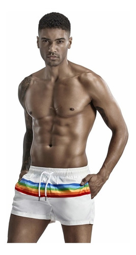 Traje Short De Baño Secado Rápido Bandera Gay Arcoiris Lgbt 