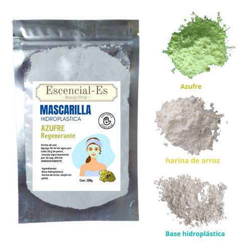 4 Mascarilla Hidroplástica 100g Azufre Uva Pepino Papaya