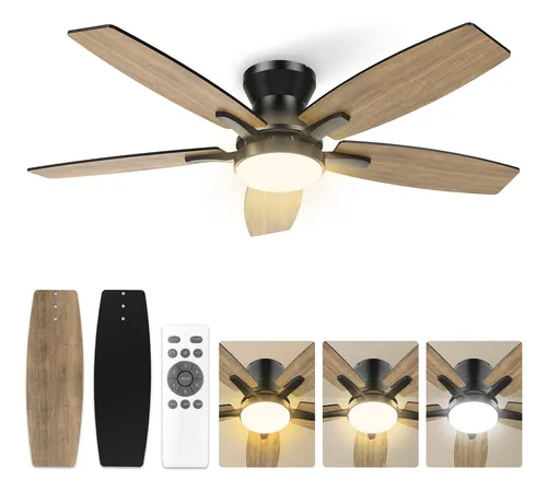 Ventilador de Teto 42" Com Luz LED E Controle Remoto, 5 Pás Silen...