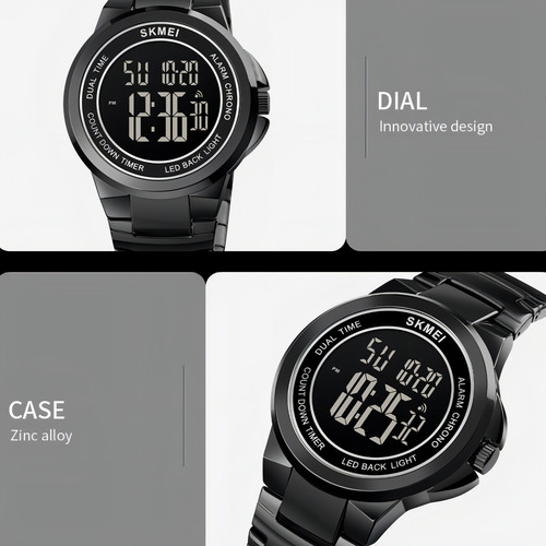 Relojes Digitales Impermeables De Acero Inoxidable Para Homb Color Del Fondo Negro/blanco