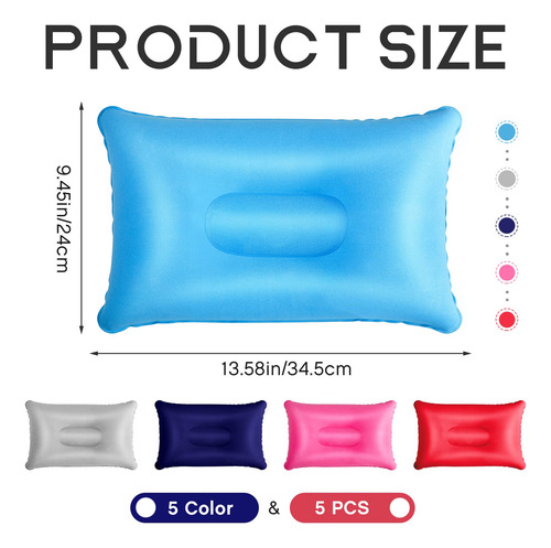 Almohada Inflable De Viaje 5 Piezas Portátil Y Compacta