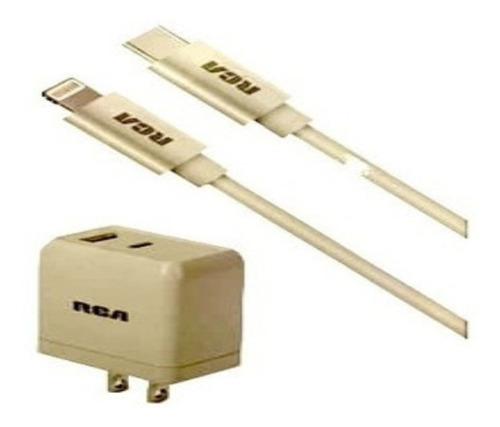 Cargador Rca Doble Tipo C Y Lightning Incluye Cable