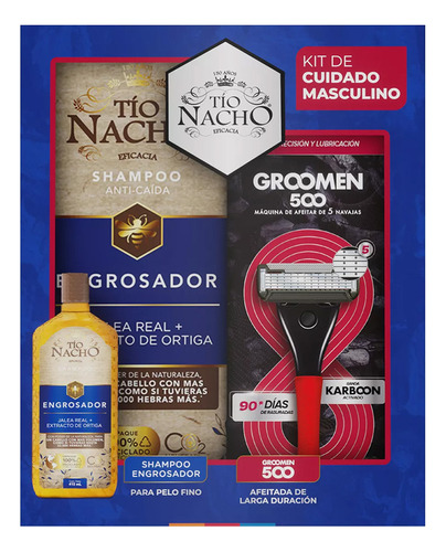 Pack Tío Nacho Shampoo Engrosador +máquina Groomen 500
