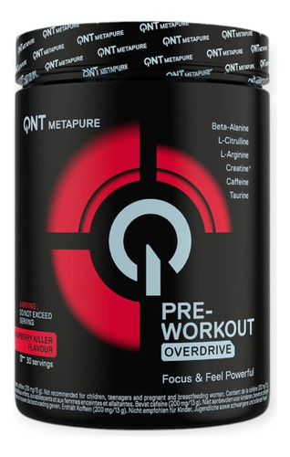 Pre- Entreno Metapure Overdrive 390g 30 Sv Raspberry K - Qnt