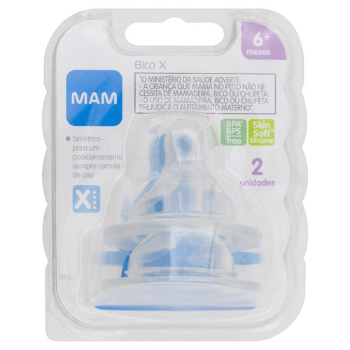 Imagem 1 de 1 de Bico para Mamadeira Fluxo Extra Rápido Silicone Mam Blister 2 Unidades MAM