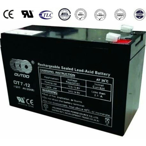 Bateria Recargable 12 V / 7 Ah Para Ups Y Centrales