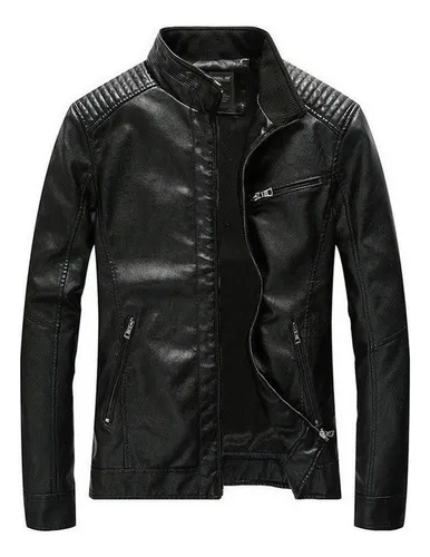 Chamarra de piel slim fit hombre sale