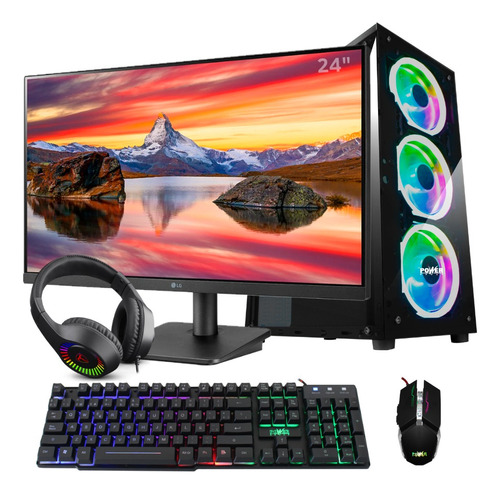 Pc Gamer Rgb Ryzen 5 5600g + 16gb + Ssd 512gb + Monitor 24''