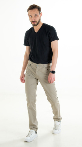 Pantalón Polo Club Hombre Color Beige Gabardina Algodon